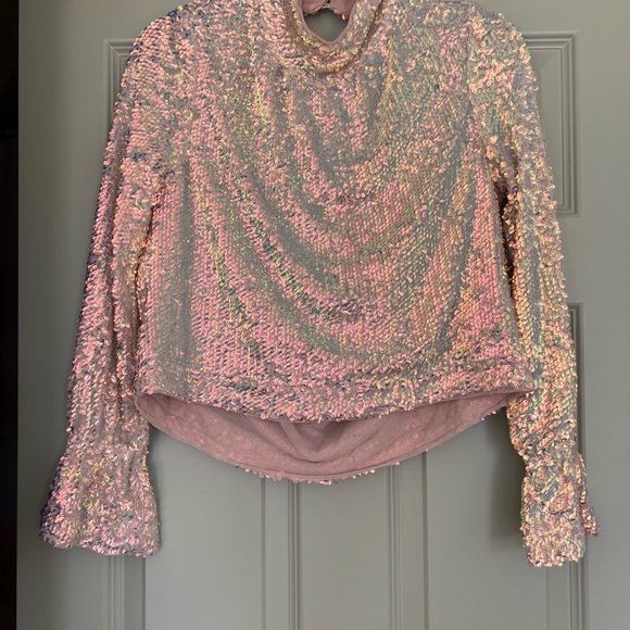 Free People Pink/Metallic Moonstruck Top! Sold out on FP!! - Picture 4 of 9